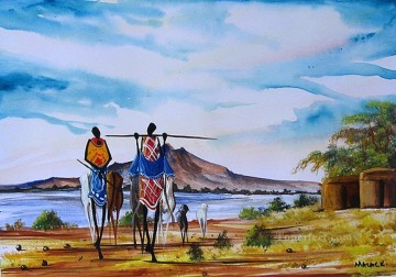 アフリカ人 Painting - アフリカからのマニャッタ湖近く